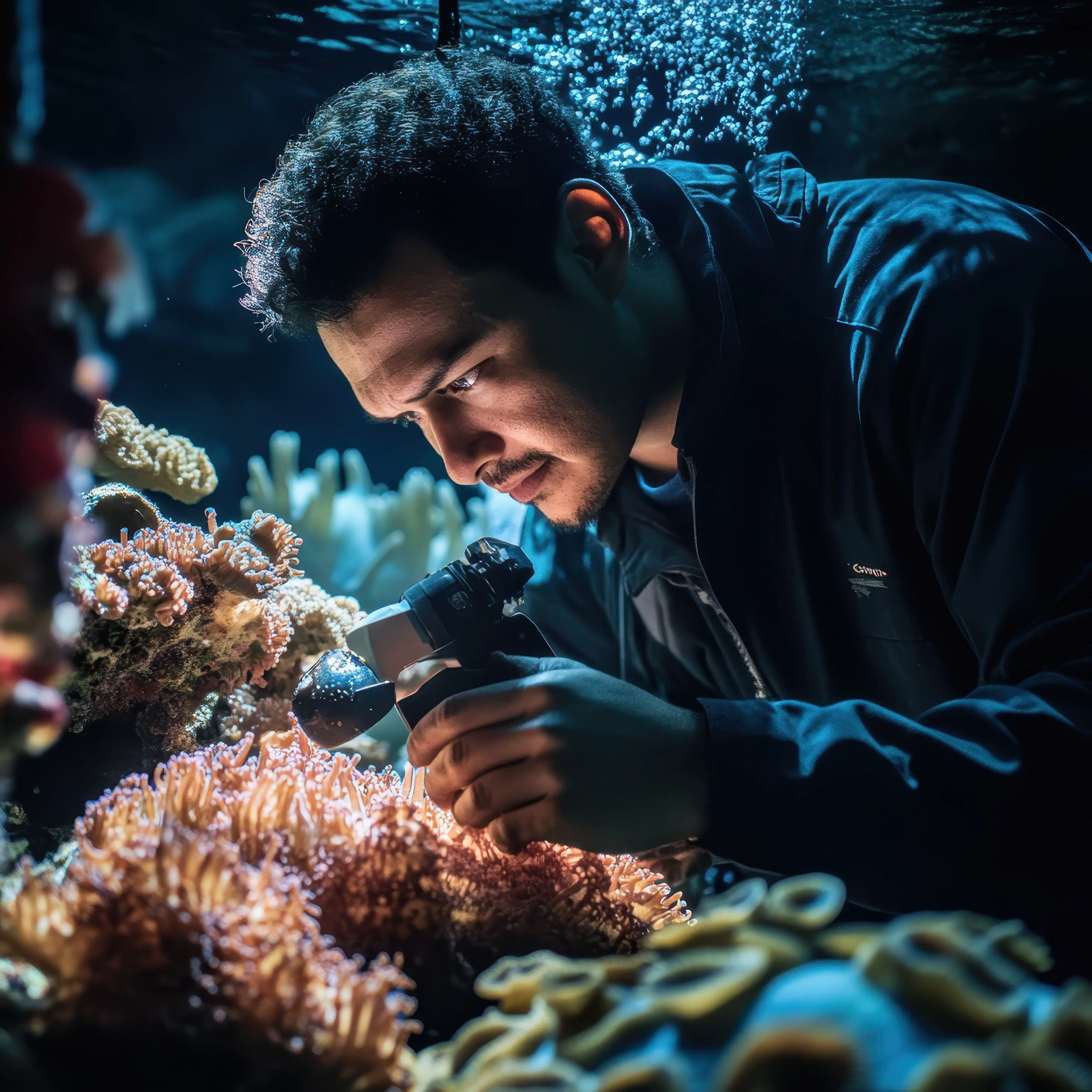 Meeresbiologe, der das Leben im Meer erforscht